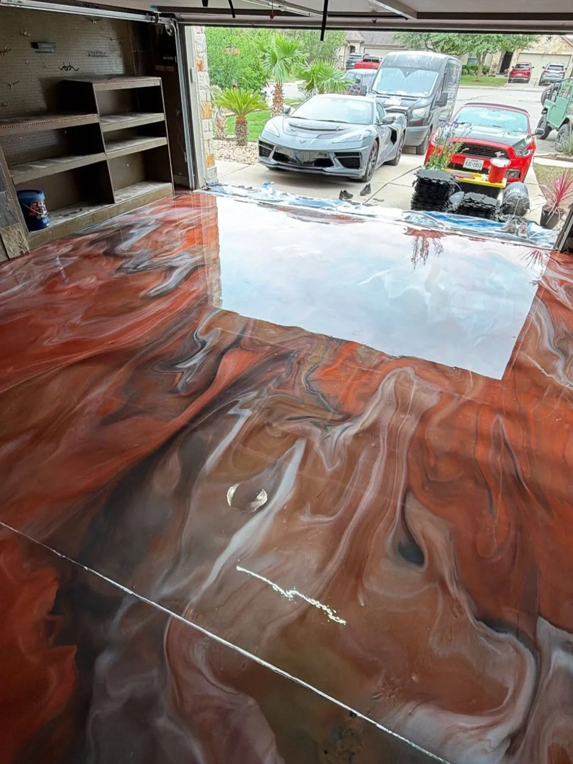 Copper metallic epoxy floor